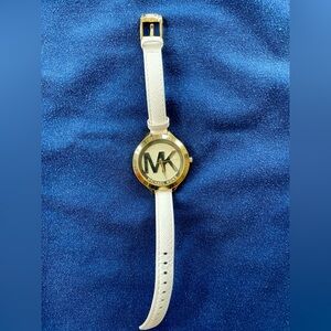 Gold and White Michael Kors Watch